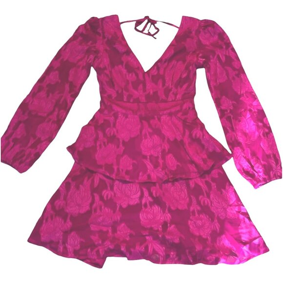 Band of the Free NWT Kiss Me Fuchsia Peplum Mini Dress Sz Medium Fuschia Pink - Picture 3 of 14